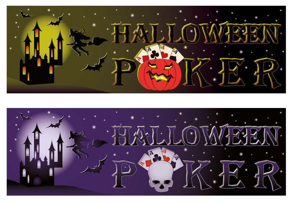 Dois banners de poker halloween, ilustração vetorial
 - Vetor, Imagem