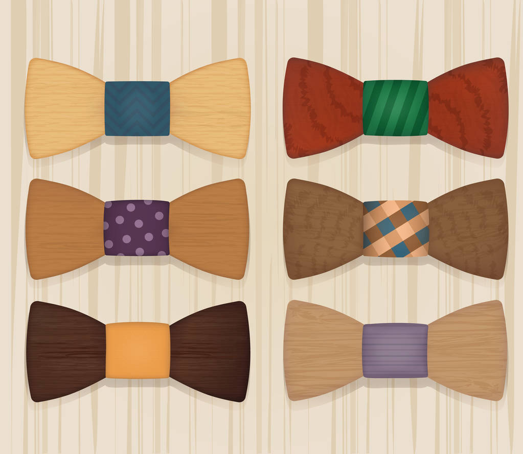 Set di cravatte in legno
 - Vettoriali, immagini