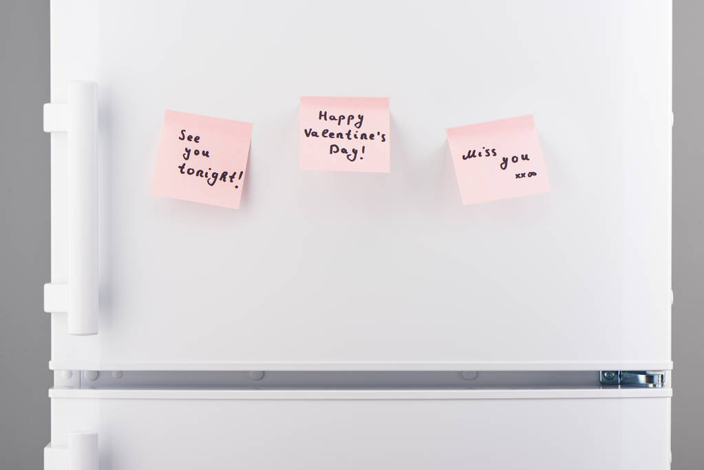 See you tonight, happy valentine day, miss notes on refrigerator - Photo, Image