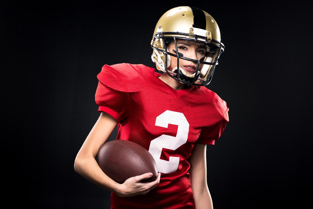 Female american football player in sportswear - Photo, Image