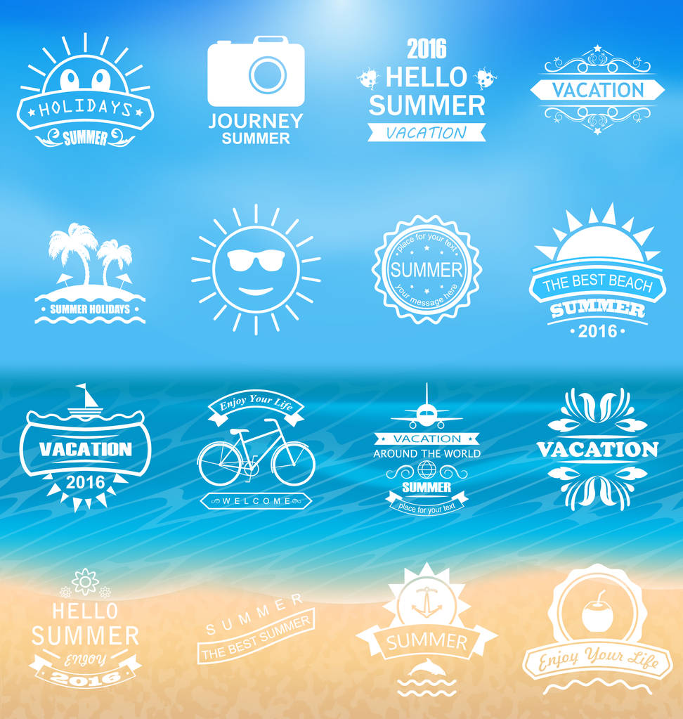 Etiquetas de vacaciones de verano en grupo
 - Foto, Imagen