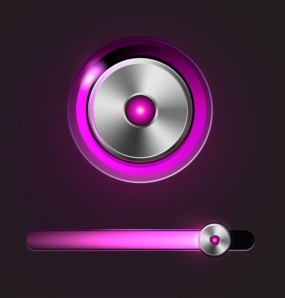 Glossy media player metal button with track bar. - Vector, Image