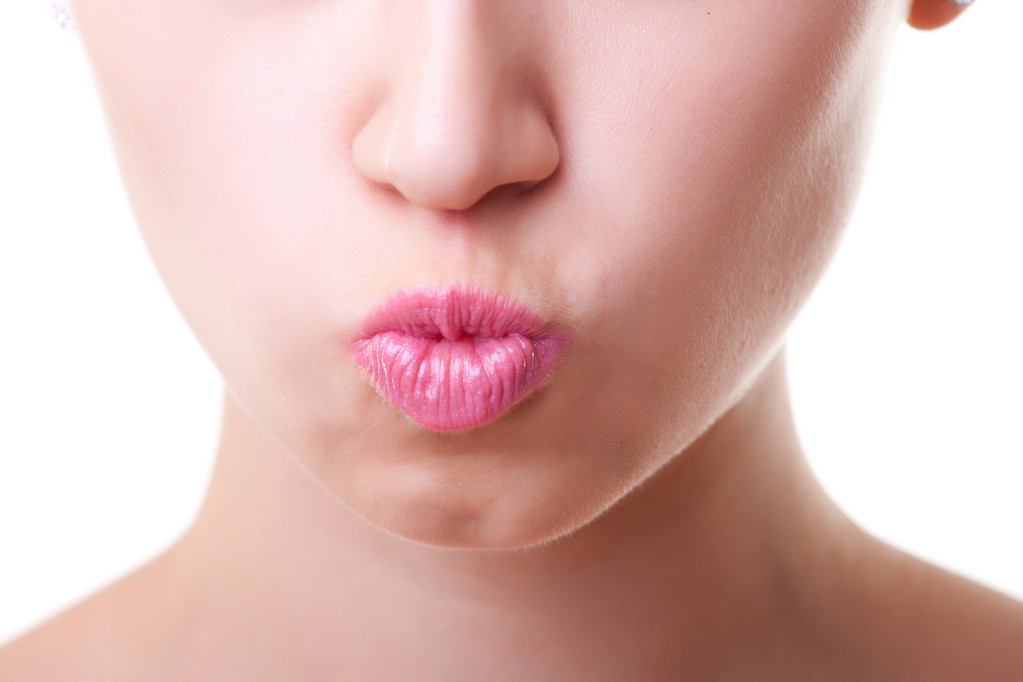 Pink lips, close-up portrait - Photo, Image