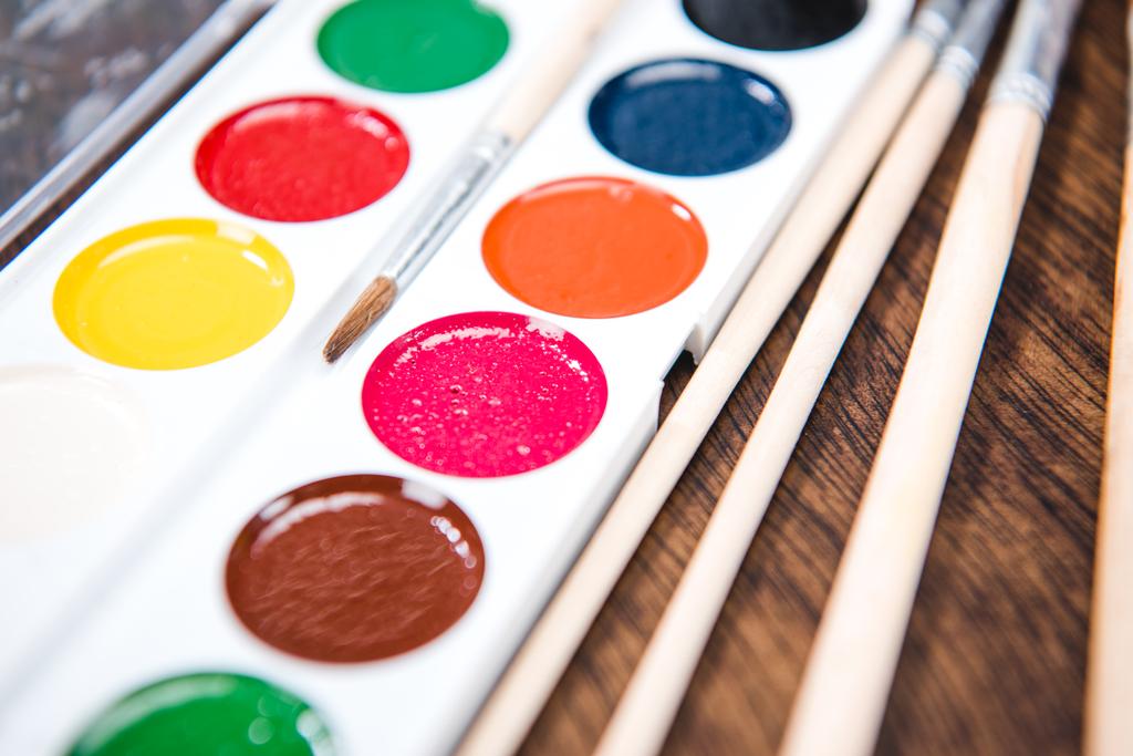 Watercolor paints and paintbrushes - Photo, Image
