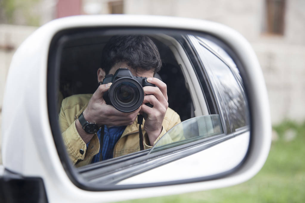 Self-portrait in car - Photo, Image