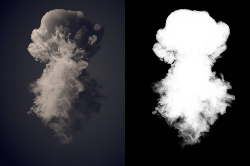 アルファ チャネル付きの爆発後暗い煙の危険な雲 3 d レンダリング - 写真・画像