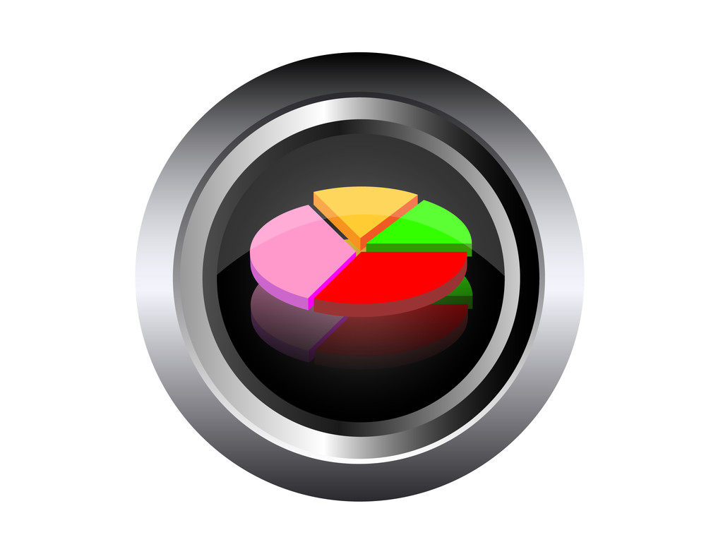 Business charts vector illustration in black glossy button - Vector, Image