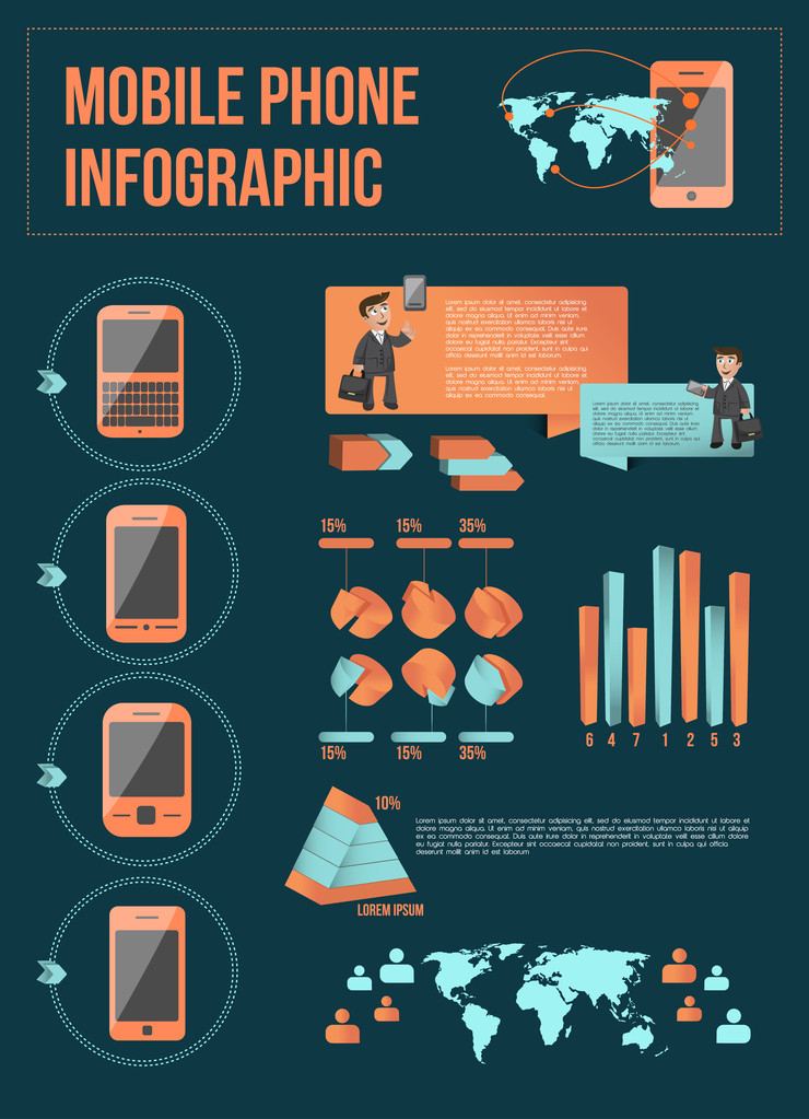 Mobile phone infographic with elements - Vector, Image