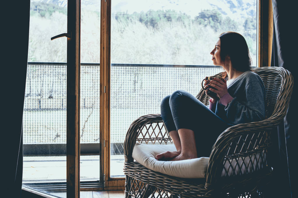  Woman enjoys her morning tea - Photo, Image