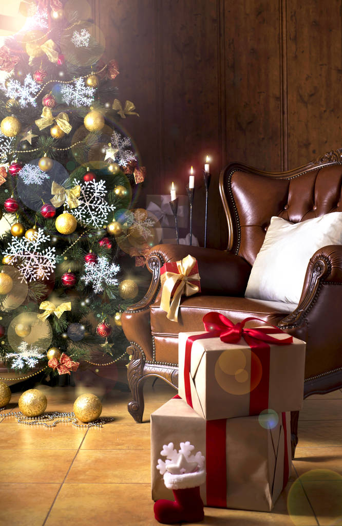 Cena de Natal com presentes de árvore
 - Foto, Imagem