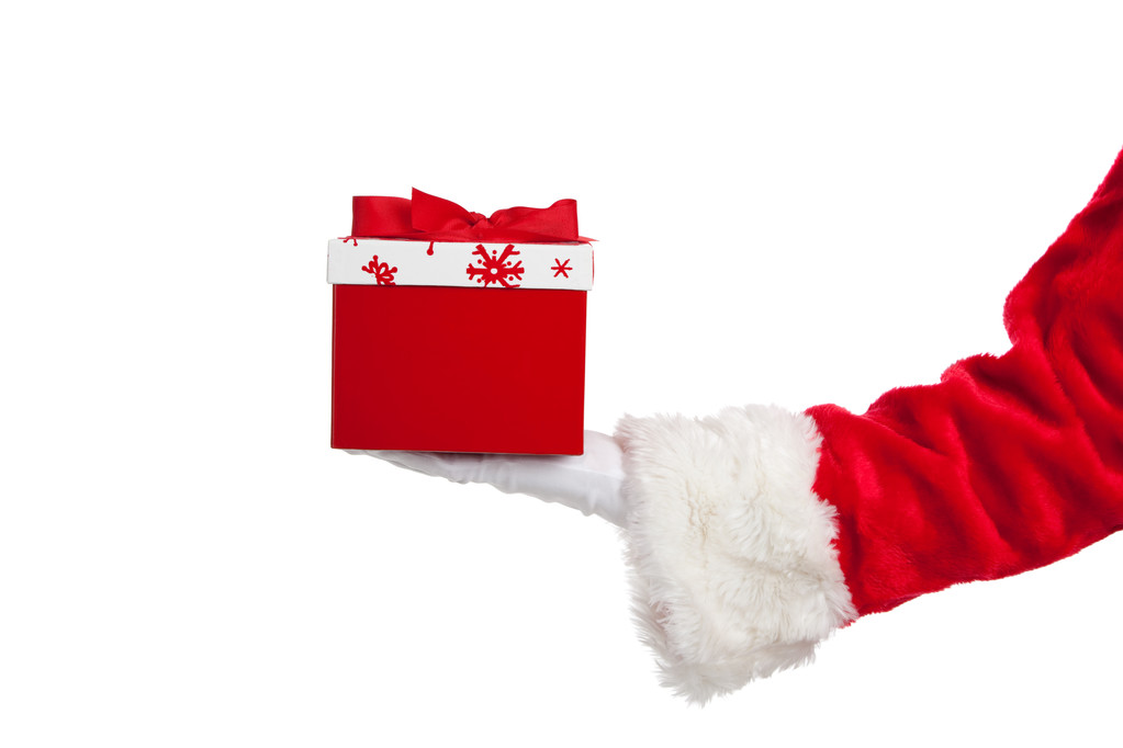 Noel Baba Noel hediye üzerinde beyaz bir arka plan vermek - Fotoğraf, Görsel