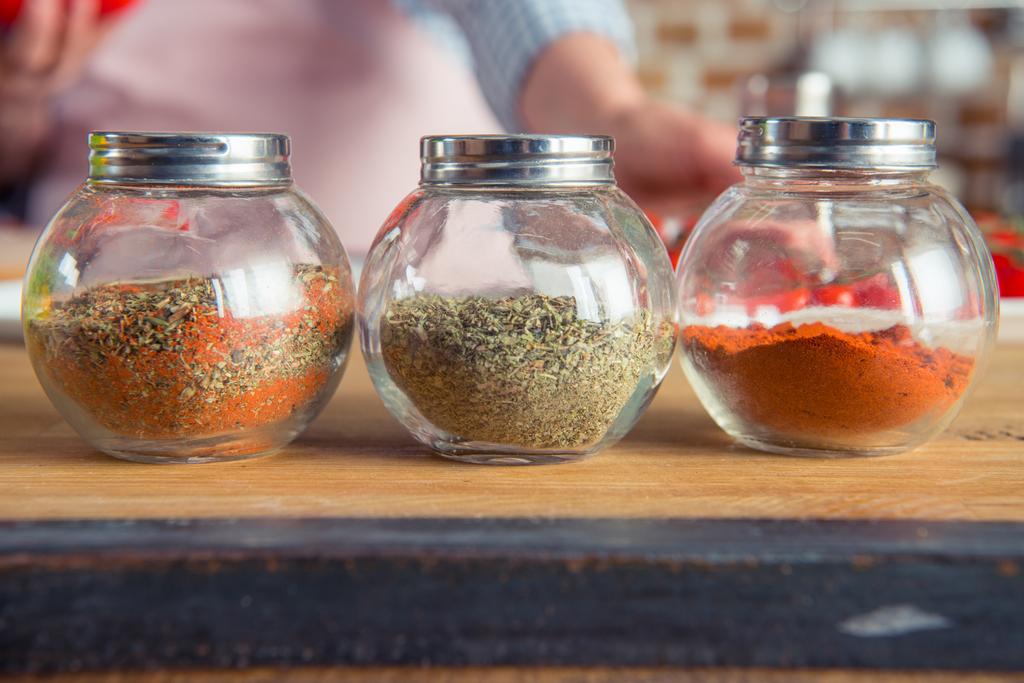 Glass jars with spices - Photo, Image