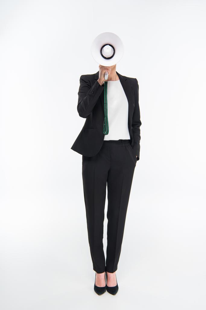 Businesswoman holding megaphone - Photo, Image
