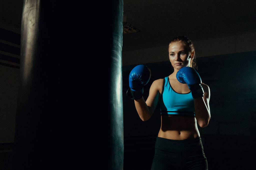 Boxing training and Punching bag - Photo, Image