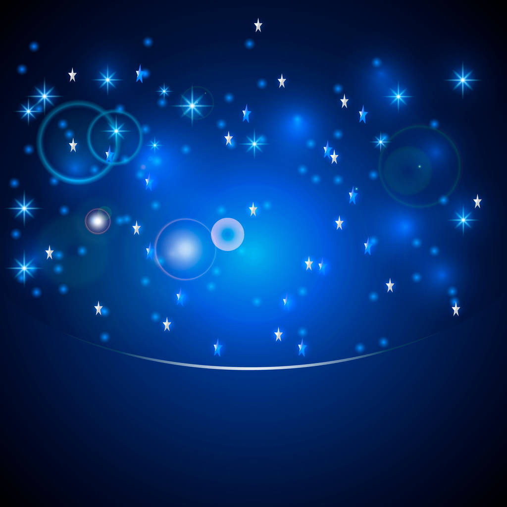 Vector magic bokeh fények csillagok, hó, lencse fényfolt hatás, és ragyog a kék háttér-val másol hely. - Vektor, kép