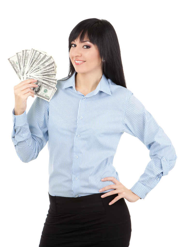 Молодая деловая женщина с деньгами
 - Фото, изображение