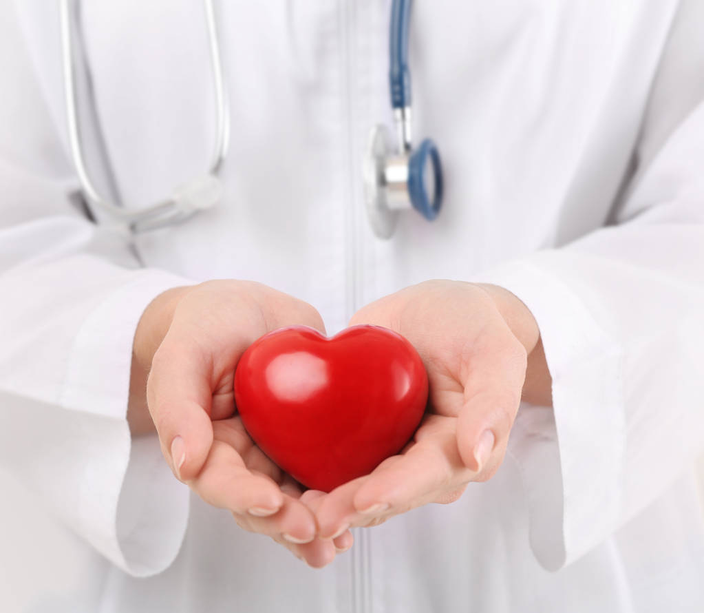 Доктор со стетоскопом держит сердце - Фото, изображение