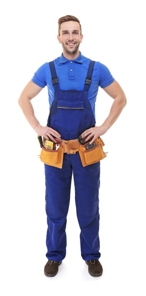 Mavi üniformalı tesisatçı - Fotoğraf, Görsel