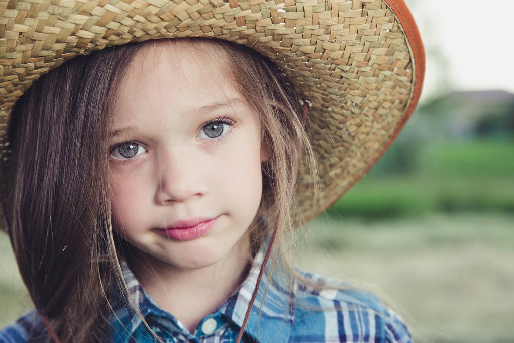 Portrait little girl Cowboy - Photo, Image