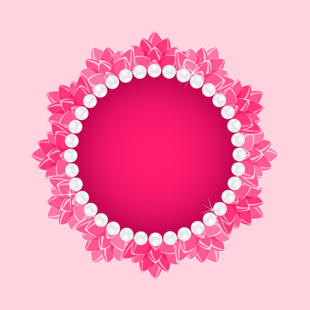 Lotus cadre rond avec collier de perles
 - Vecteur, image