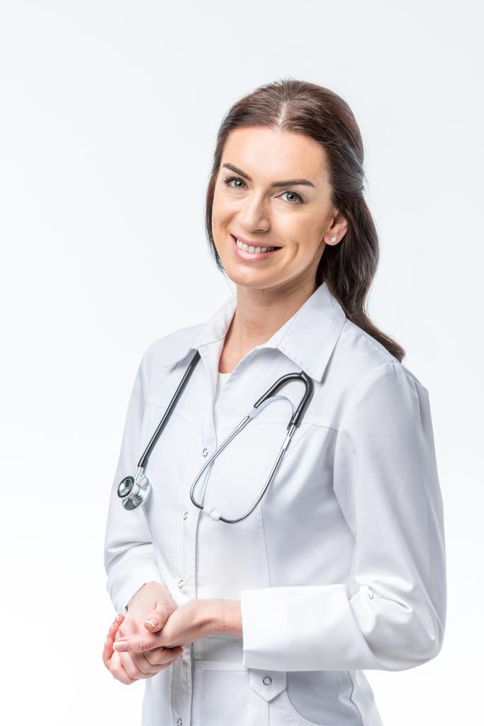kobieta lekarz ze stetoskopem  - Zdjęcie, obraz