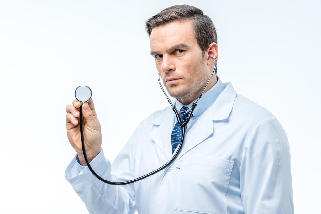 médico masculino com estetoscópio - Foto, Imagem