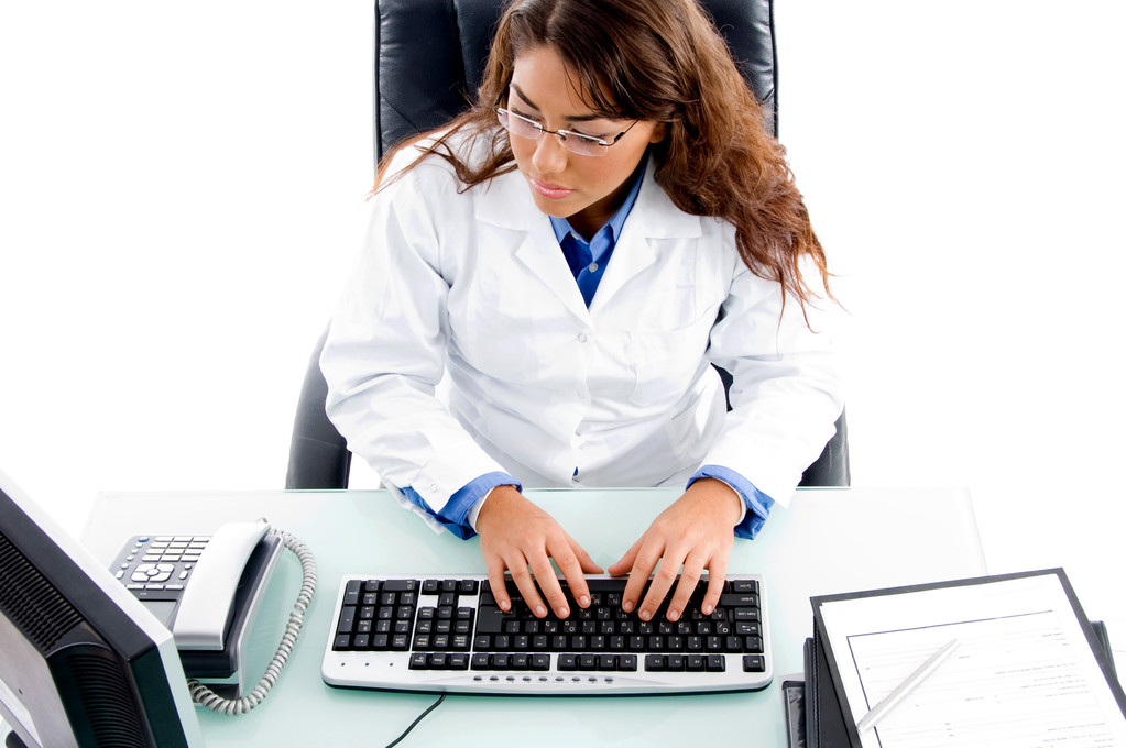 Doctor working on computer - Photo, Image