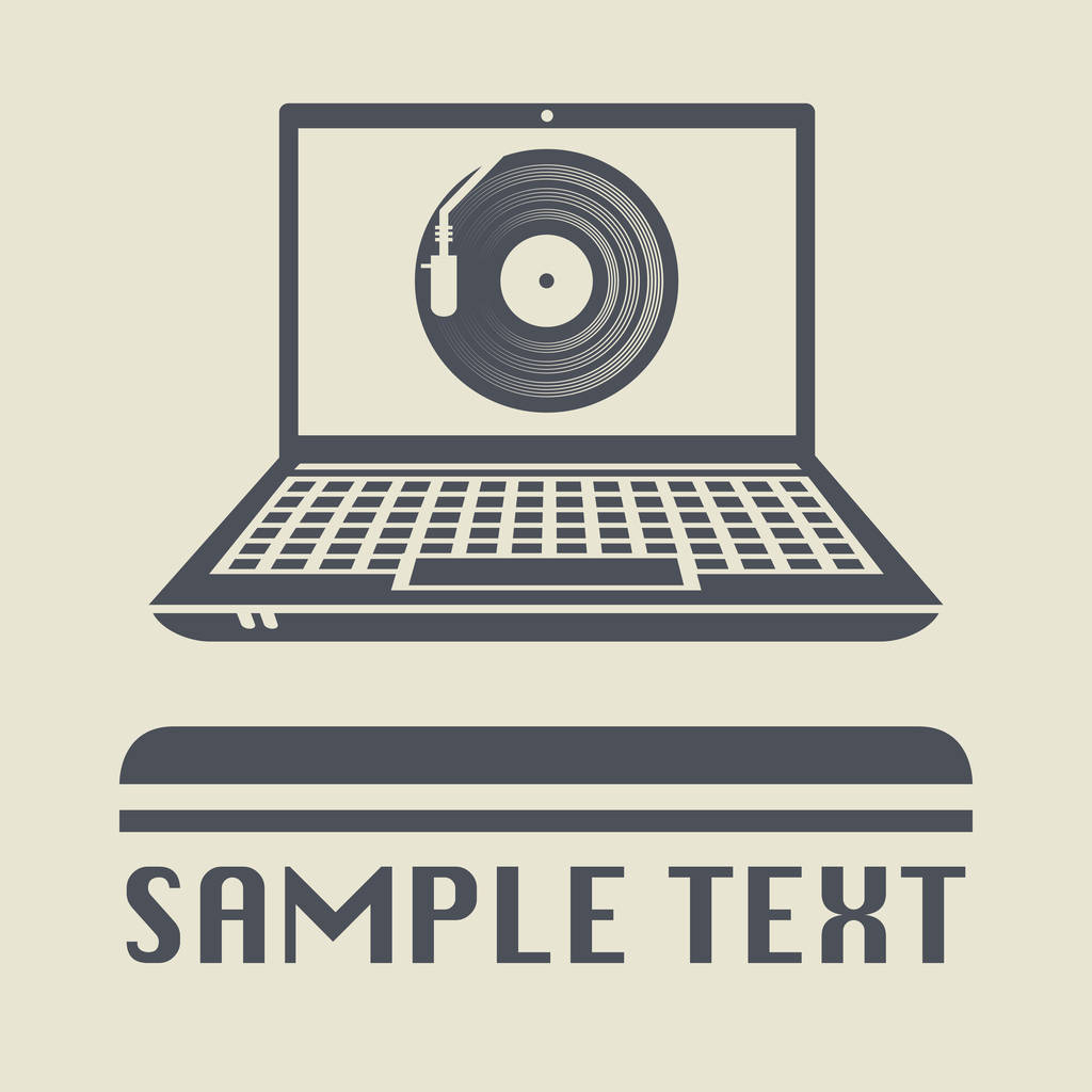 Laptop or notebook computer with Turntable icon or sign - Vector, Image