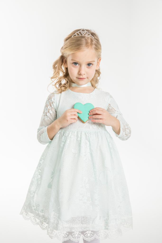 Girl with heart shaped cookie  - Photo, Image