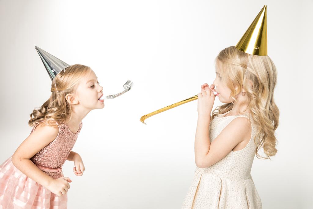 Kids with party blowers - Photo, Image