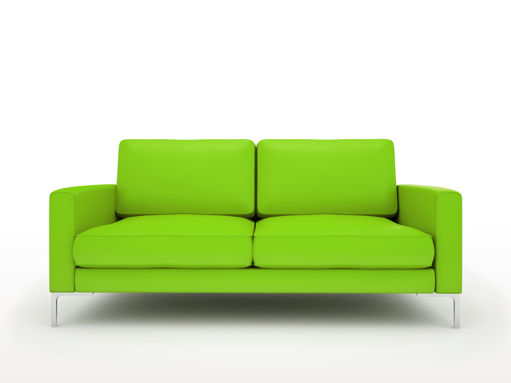 Modern green sofa isolated on white background - Photo, Image