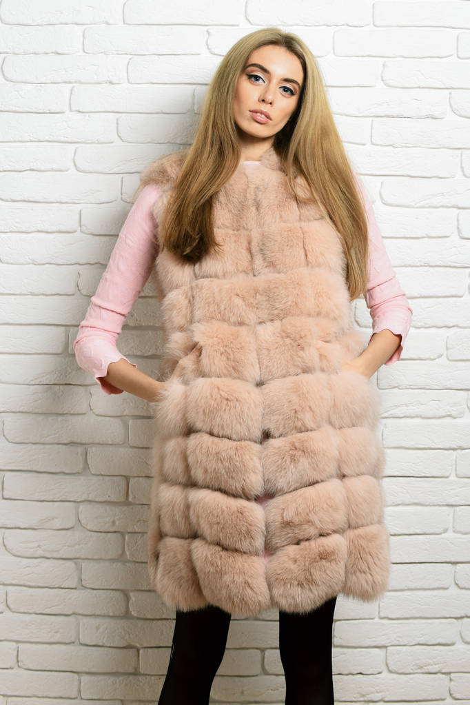 fashionable sexy girl in fur - Photo, Image