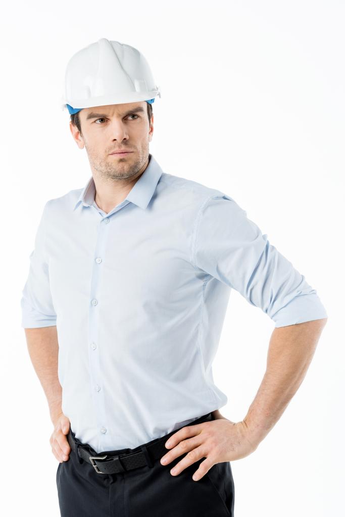 Arquiteto masculino em chapéu duro
 - Foto, Imagem