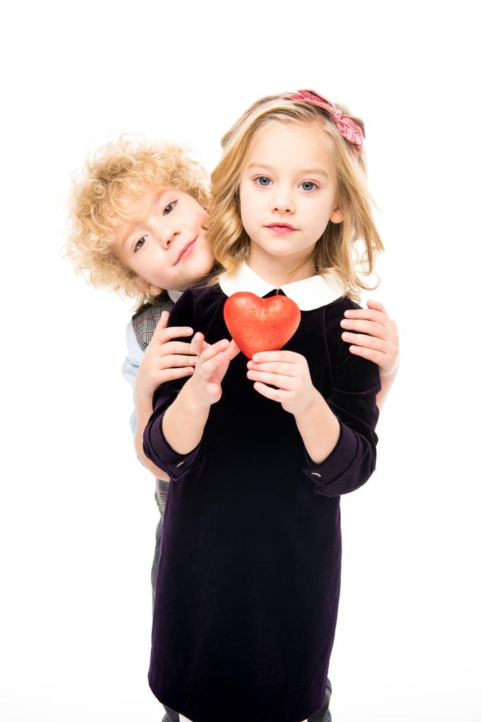 Kids with red heart sign - Photo, Image