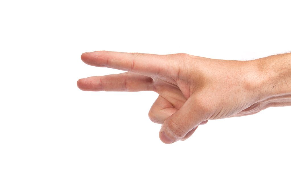 rukou gesto číslo čtyři closeup izolované na bílém - Fotografie, Obrázek