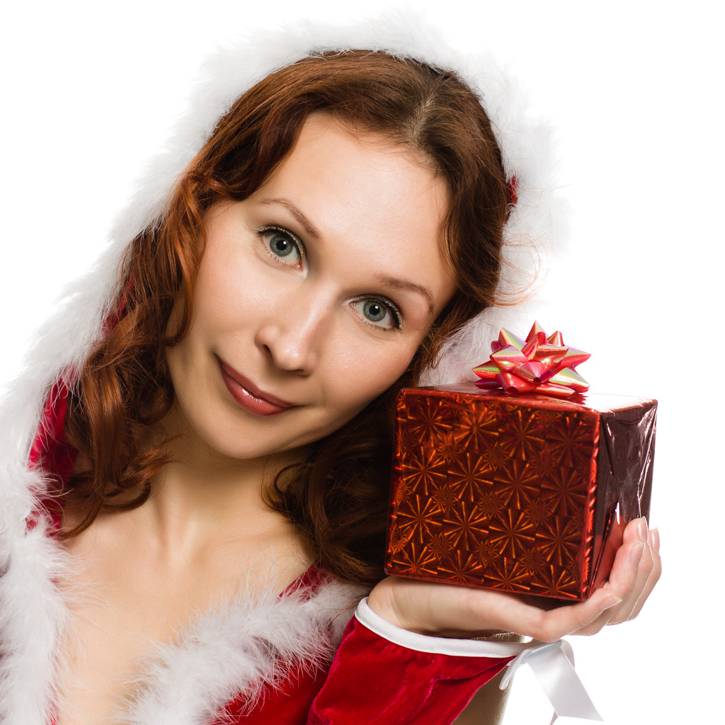 Noel içinde çekici kadın hediye eller - Fotoğraf, Görsel