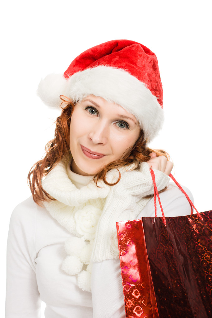 Mooie kerst vrouw in santa hoed - Foto, afbeelding