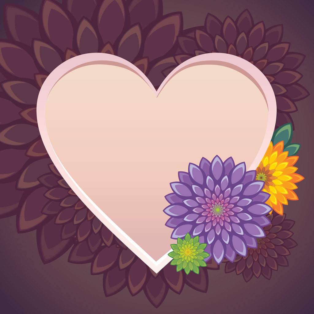 bloemen hart frame valentine kaart - Vector, afbeelding