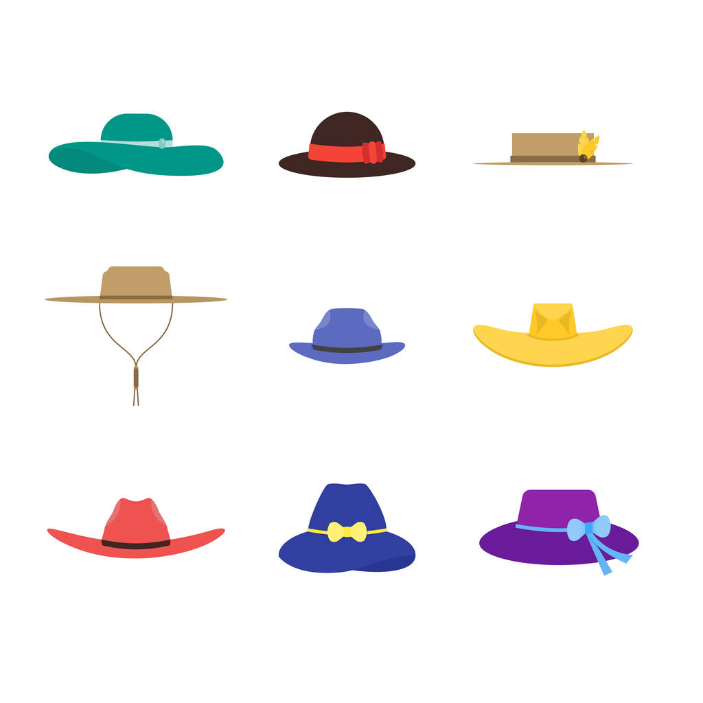 Sombreros Set de Moda para Hombres y Mujeres. Vector
 - Vector, Imagen