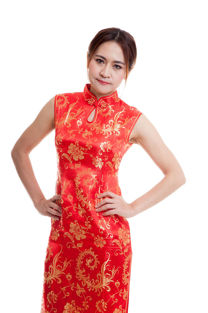 Ασιατικό κορίτσι στην κινεζική cheongsam φόρεμα. - Φωτογραφία, εικόνα