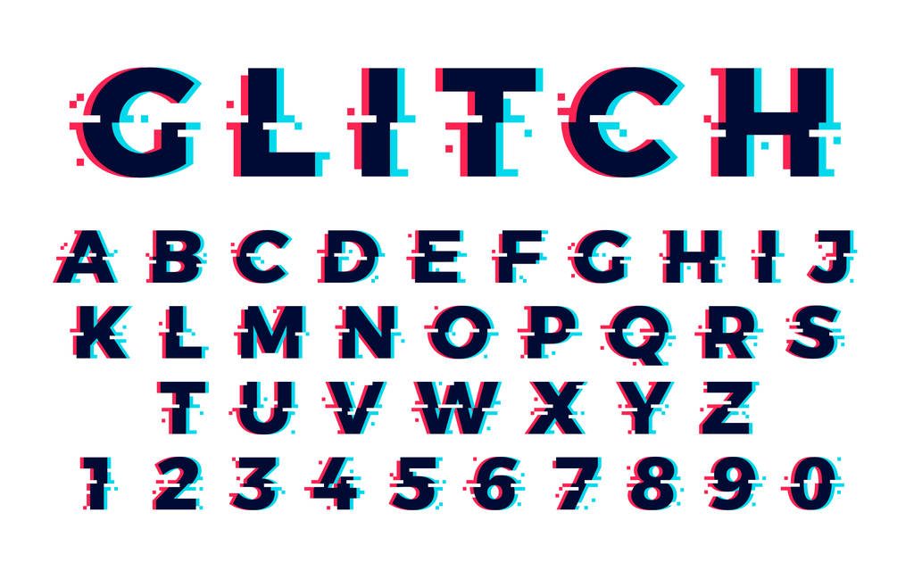 distorted glitch font - Vector, Image