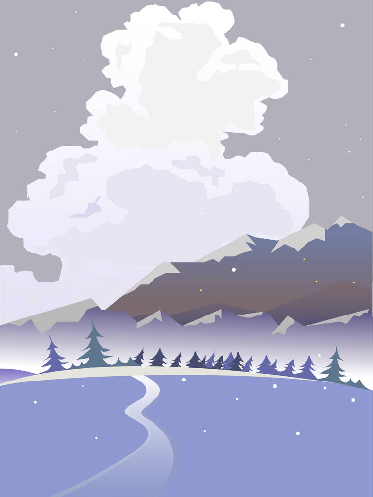 Paysage d'hiver vectoriel. Paysage nuageux
. - Vecteur, image