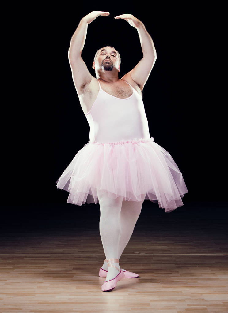 srandovní tlustá klasický tanečník na černém pozadí - Fotografie, Obrázek