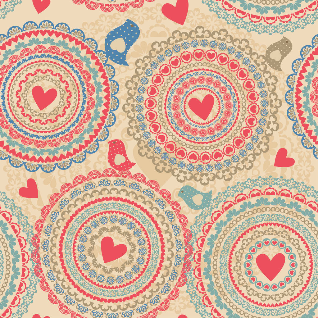 vintage seamless pattern with heart elements - Vector, Image
