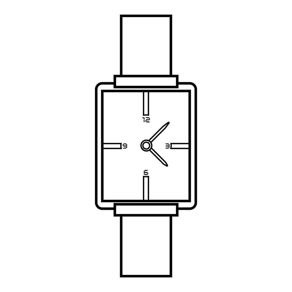 Ikona kwadratowy zegarek na rękę, styl konturu - Wektor, obraz