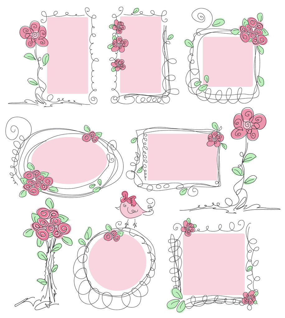 Floral vector doodle frames - Vector, afbeelding