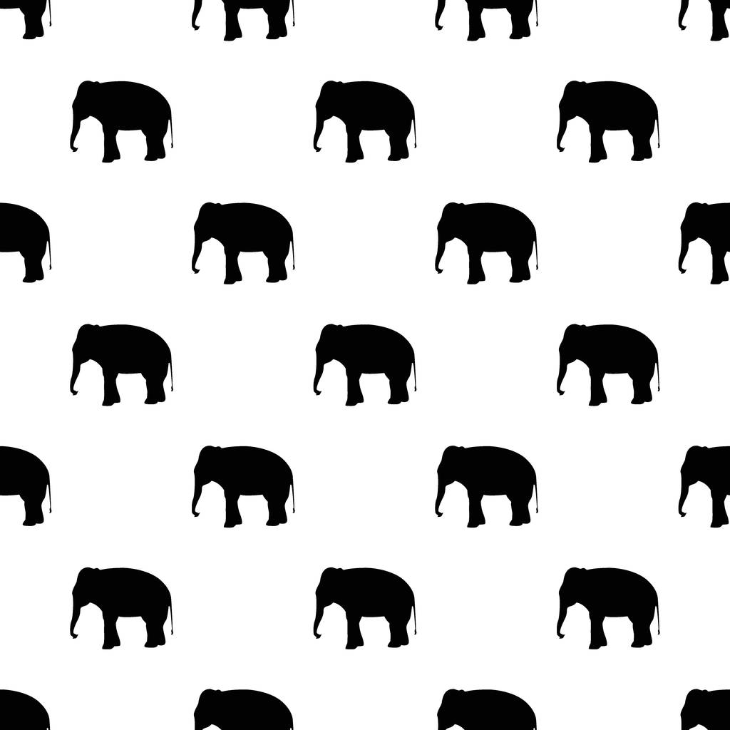 Seamless elephant pattern on white - Vector, Image