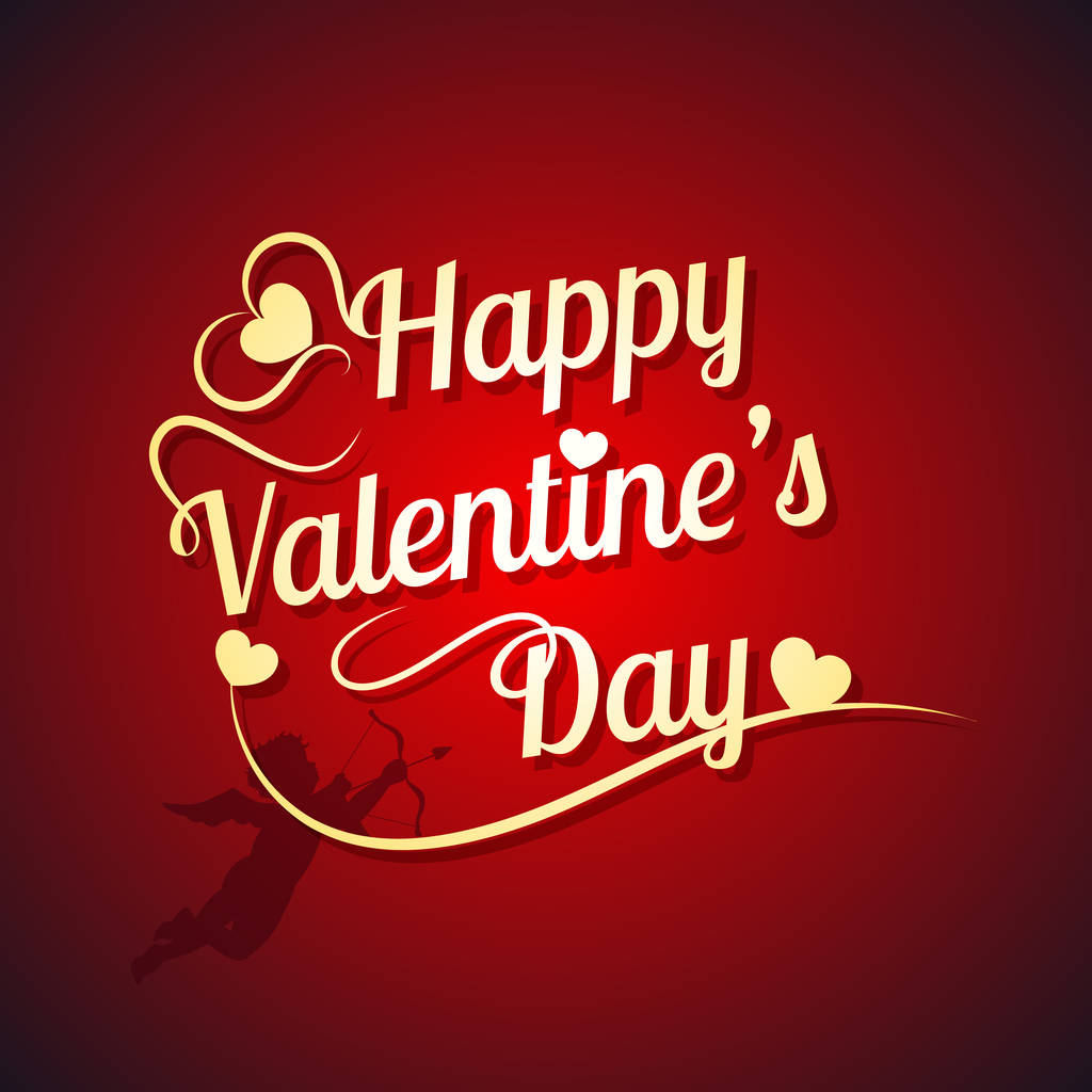Valentinstag Hintergrund mit Amor und dekorativem Text - Vektor, Bild