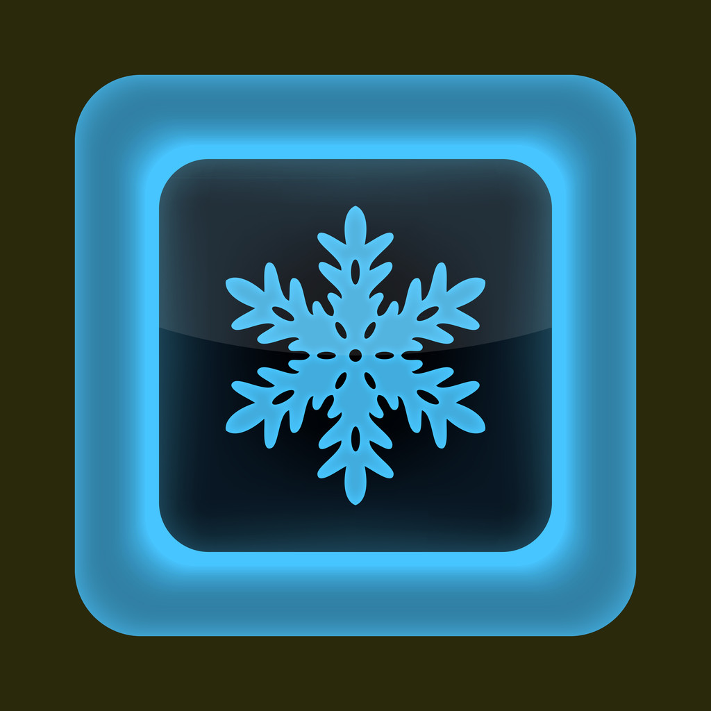 Azul brillante botón web con símbolo de copo de nieve signo
. - Vector, Imagen