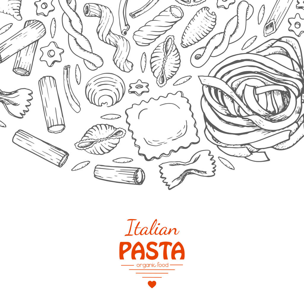 Vector achtergrond met Italiaanse pasta - Vector, afbeelding